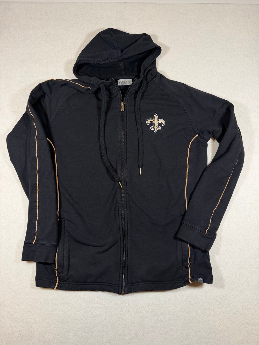 New Orleans Saints TASC Performance Full Zip Hoodie Men’s Large Black Gold NFL